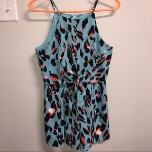 She + Sky Blue Cheetah Print Romper Size small (S)